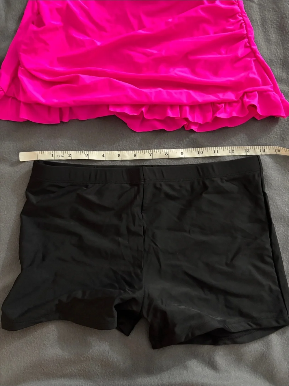 UWMCON Hot Pink Ruffle Tankini Swim Set with Boyshort Bottoms Size M
